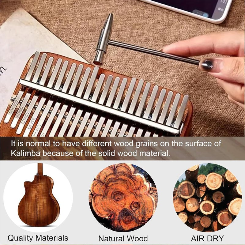 ShaykHss Kalimba Portable 17 Keys Thumb Piano, Portable Mahogany Mbira Finger Piano with Protection Case, Carrying Bag, Instruction, Tune Hammer for Beginners Professional Holiday Gift (Brown) - Image 5